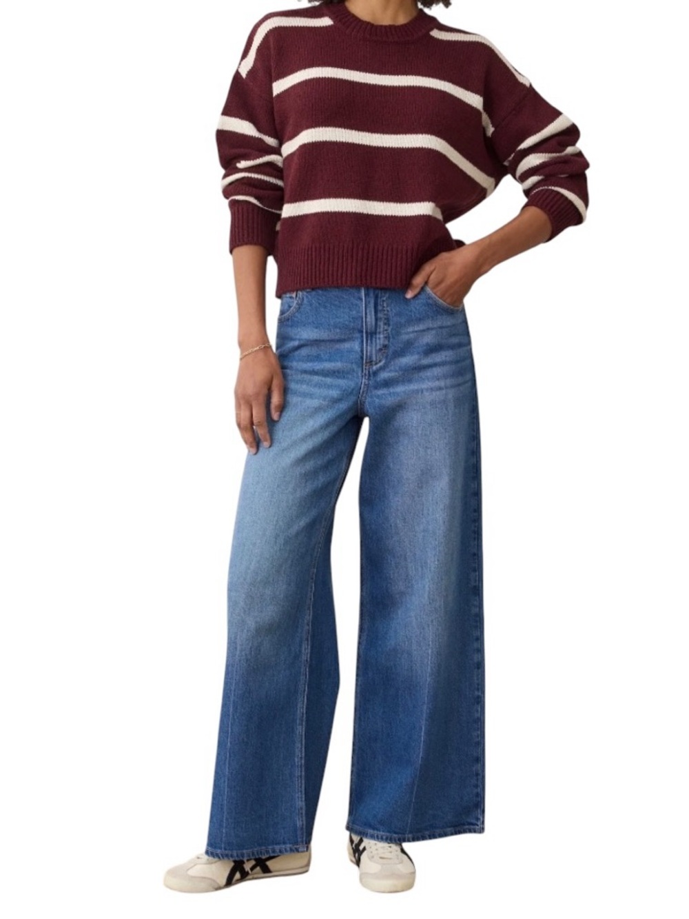 Marine Layer Womens Charlie Denim Wide Leg Pant Blue High Rise Size 14